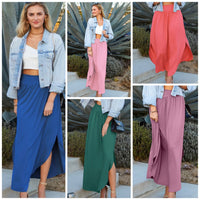 Solid Maxi Skirt with Side Slits