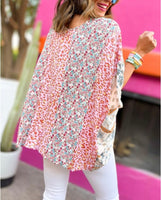 Light Pink Animal Print Floral Mix Top