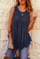 Navy Lace Sleeveless Top