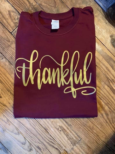Maroon Thankful T-Shirt