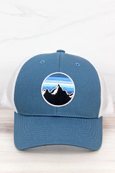 Blue and White Ridge Line Mesh Hat