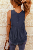 Navy Lace Sleeveless Top