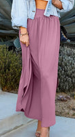 Solid Maxi Skirt with Side Slits