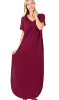 Dark Burgundy V-Neck Maxi