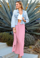 Solid Maxi Skirt with Side Slits