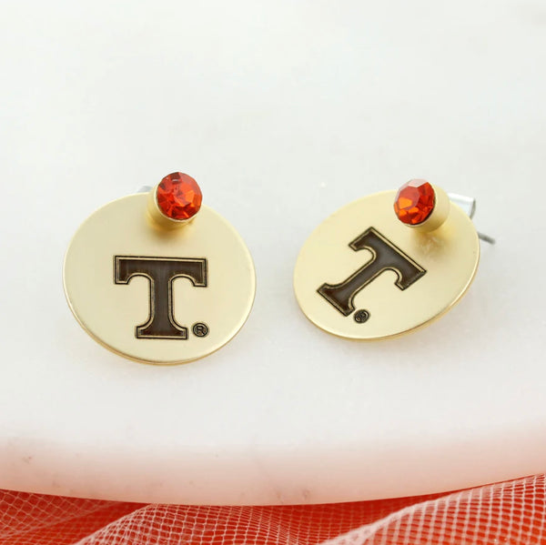 Gold Tennessee Logo Disc Earrings