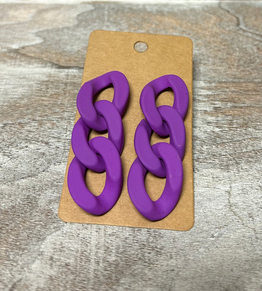 Purple Chain Link Earrings