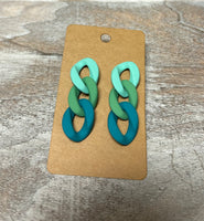 Triple Green Chain Link Earrings