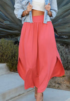 Solid Maxi Skirt with Side Slits