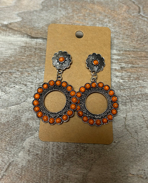 Western Orange Stud Earrings