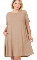 Plus Ash Mocha Short Sleeve Dress